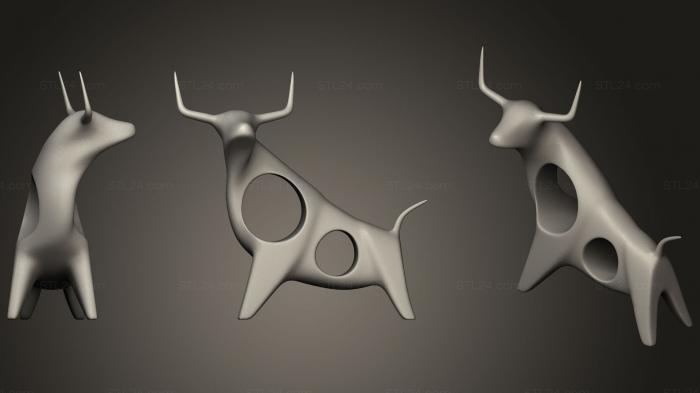 Статуэтки животных (Фигурка разъяренного быка, STKJ_0686) 3D модель для ЧПУ станка